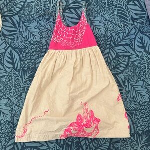 Kealapiko girls dress size 5/6. Pink and Cream Casual Kids Dress